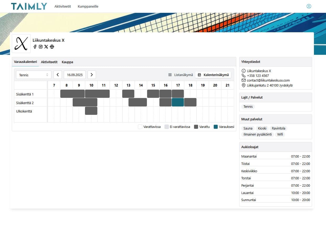 Taimly varauskalenteri